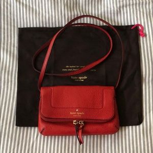 Kate Spade Red Leather Cross Body Bag Purse Clutch